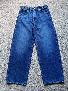 Nelle Atelier The Kiki Petite Mid Rise Baggy Wide Leg Jeans Sapphire Blue 27